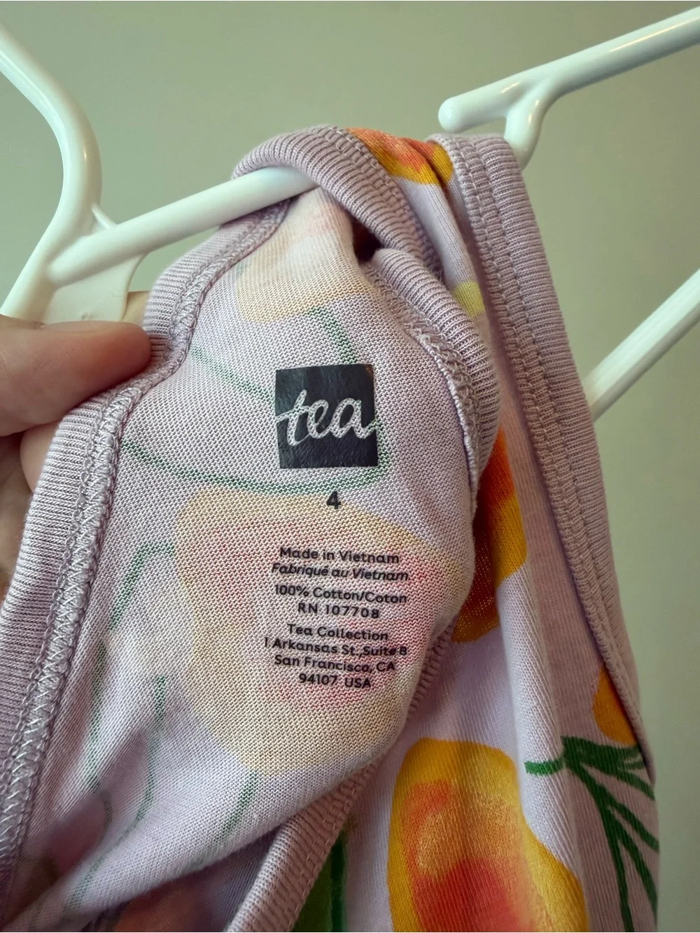 Tea Collection Floral Tank Romper Size 4 | Lavender Peach Fruit | VGUC
